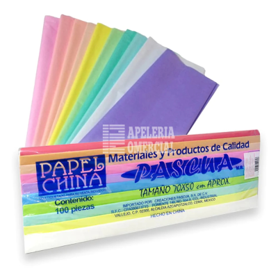 PAPEL CHINA COLORES PASTEL C/100